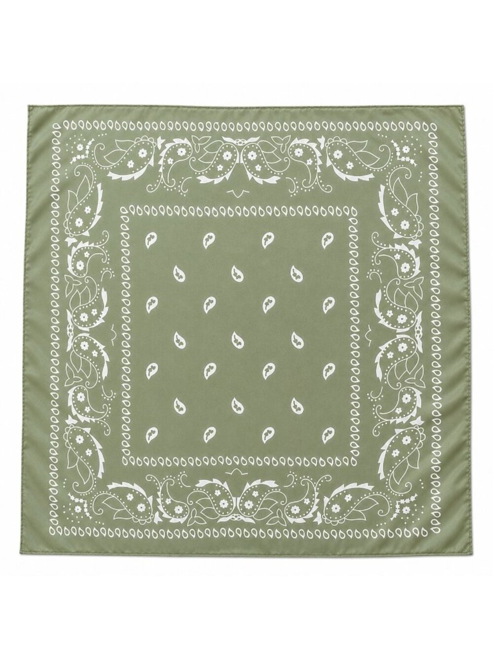 Sage Green Paisley Satin Scarf 35x35 Square Bandana Wrap